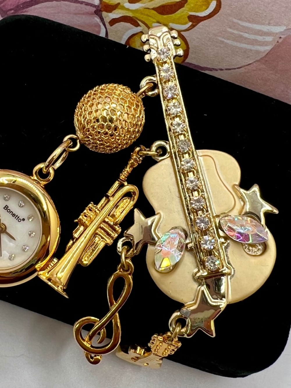 Bonetto Watch Brooch Musical Instrument Theme - Picture 4 of 6